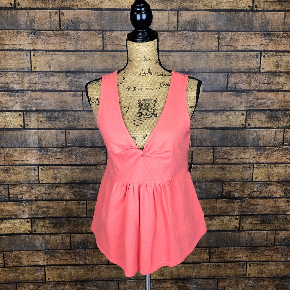 NWT Lucky Brand Small Coral Peplum Tank Sleeveless